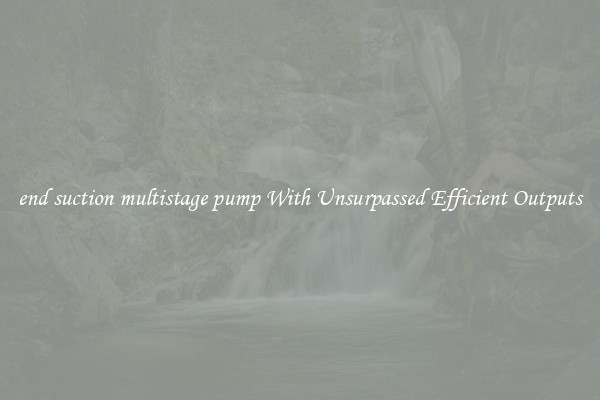 end suction multistage pump With Unsurpassed Efficient Outputs