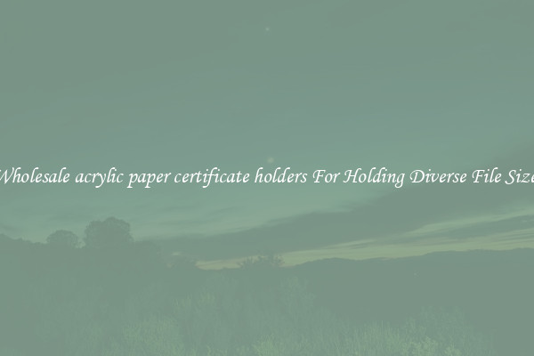 Wholesale acrylic paper certificate holders For Holding Diverse File Sizes